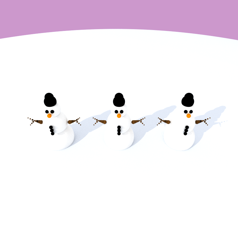 Three snowmen in 800x800 with 8192 samples per pixel